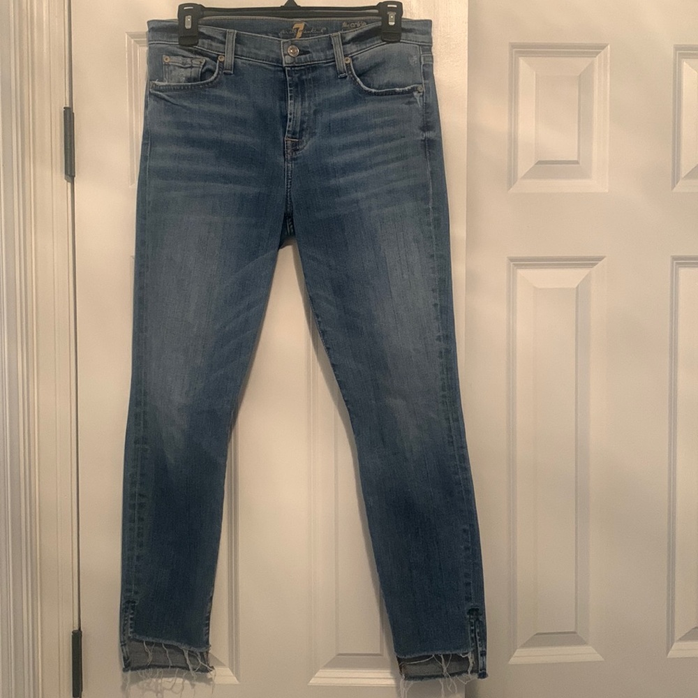 7 for All Mankind Ankle Skinny Stem Hem Jeans